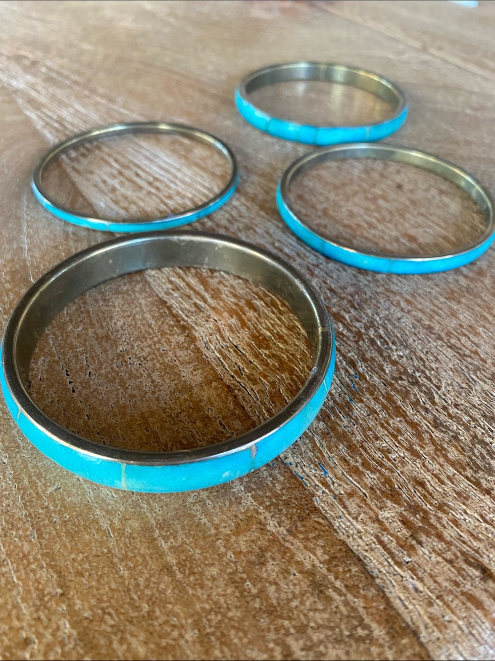 “Gold” and “Turquoise” Bangles, set of 4 - Picture 2 of 9